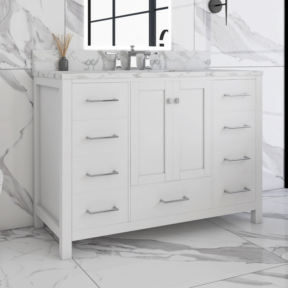 48" Single Bathroom Vanity Set with Marble Top