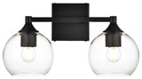 Foster Two Light Bath Sconce, Black And Clear