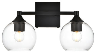 Foster Two Light Bath Sconce, Black And Clear