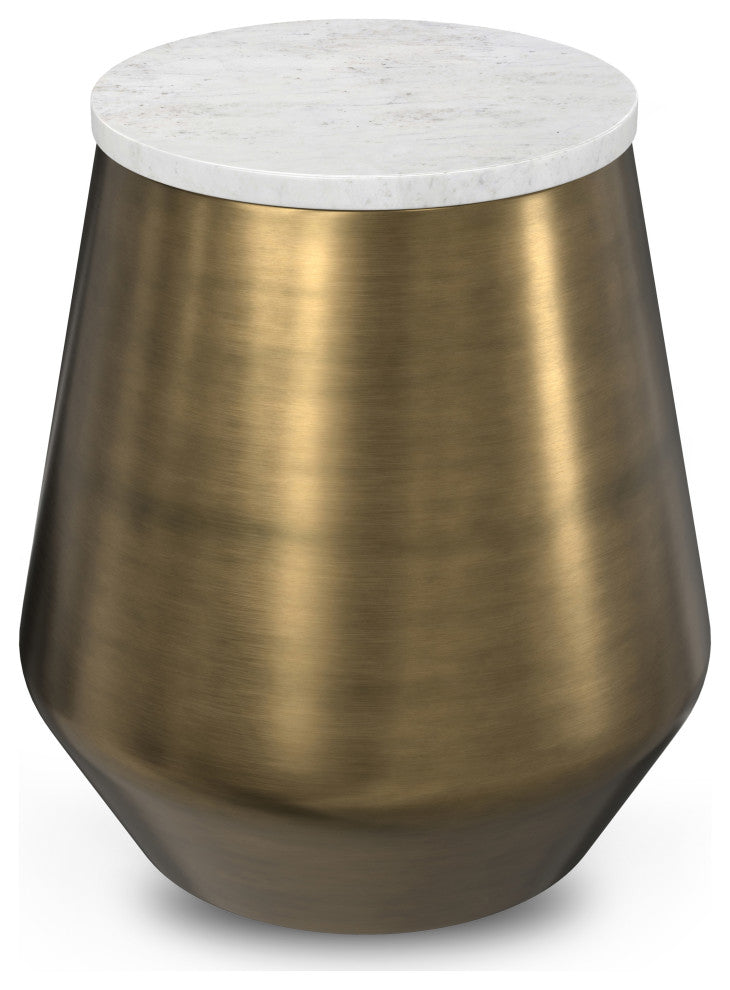 Benning Side Table, White /Antique Brass