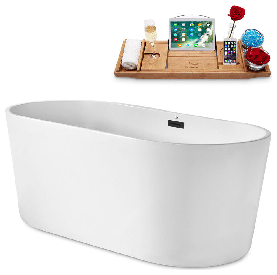 62" Streamline N2180BGM Freestanding Tub and Tray With Internal Drain