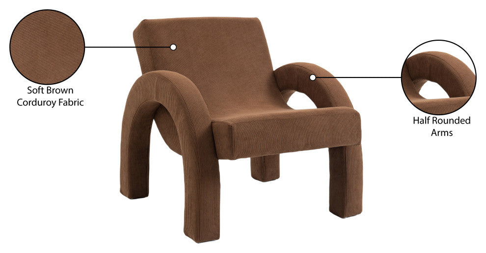 Corduroy Fabric Upholstered Accent Chair, Brown