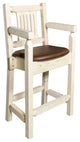 Homestead Captain's Bar Stool, Saddle Upholstery, Clear Lacquer Finish