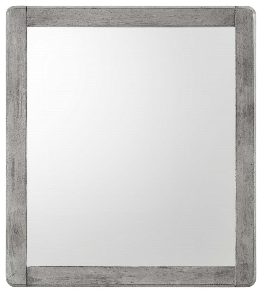 Dresser Drawer Chest Mirror Set, Wood, Gray, Modern Farmhouse Living