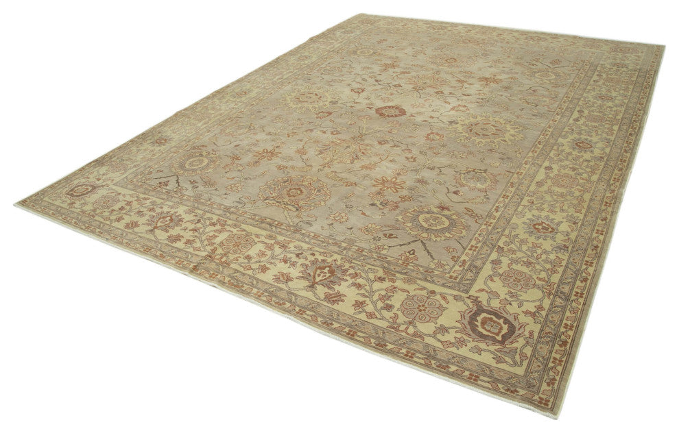 Rug N Carpet - Handmade Oriental 9' 9" x 12' 8" Pastel Oushak Area Rug