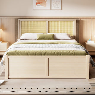Gewnee Queen Size Wood Storage Platform Bed with 4 Drawers