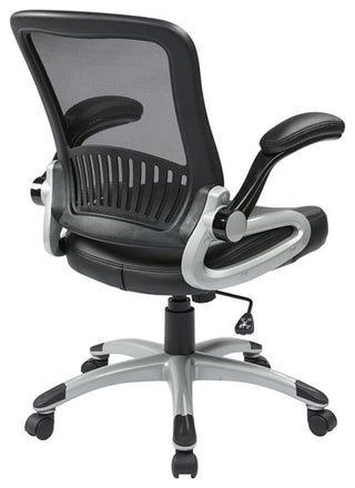 Screen Back and Bonded Leather Seat Managers Chair in Black