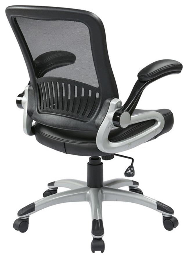 Screen Back and Bonded Leather Seat Managers Chair in Black