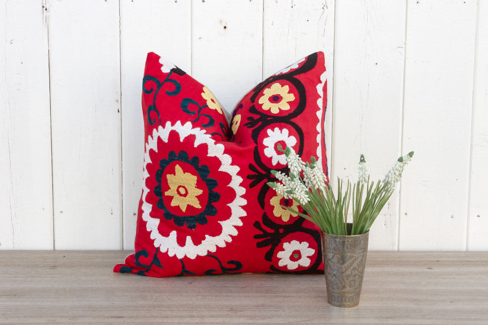 Summer Vintage Floral Suzani Pillow