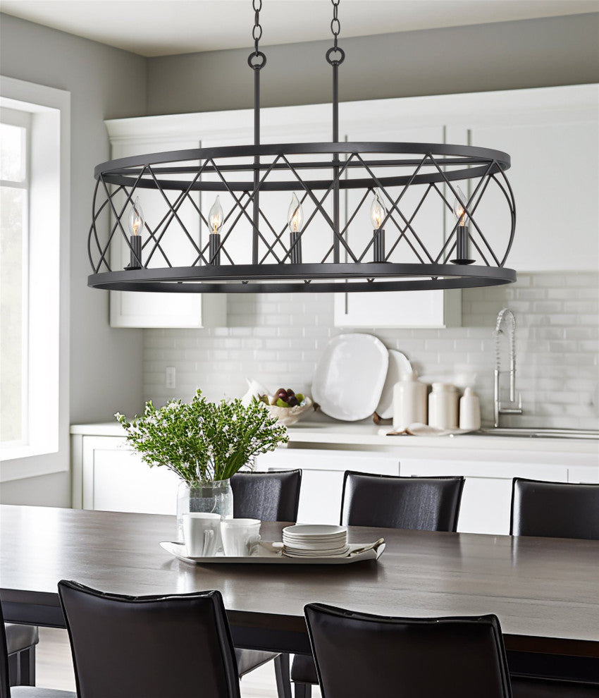 Kira Home Eleanor 33" Kitchen Island Light, Adjustable Height, Dark Oil-Rubbed