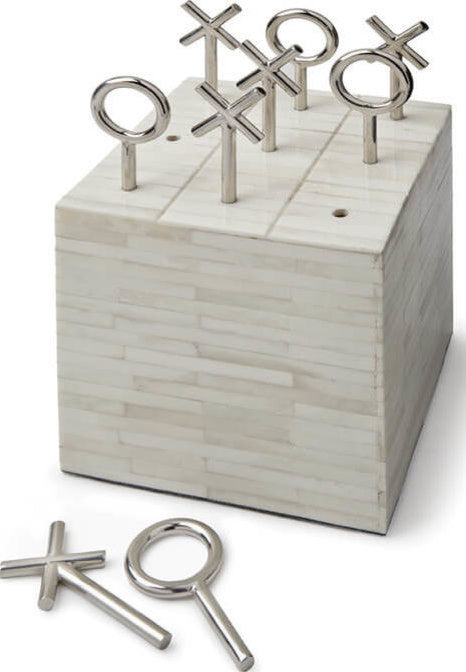 Tic Tac Toe Block, White Bone