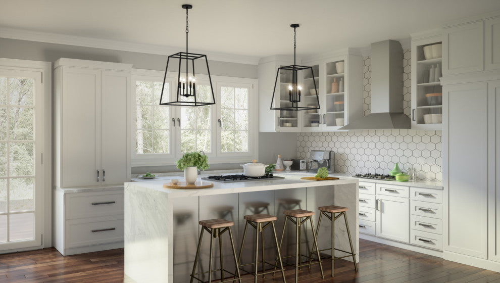 Quoizel PRC2818 Prescott 4 Light 18"W Taper Candle Pendant - Matte Black