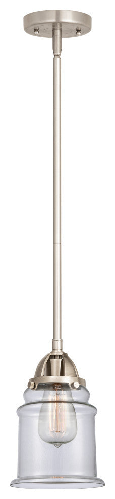 Canton Mini Pendant, Brushed Satin Nickel, Clear, Clear
