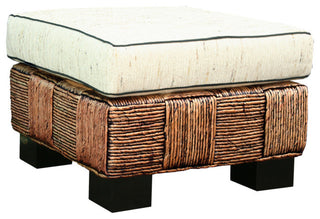 Water Hyacinth Rome Woven Ottoman with Cushion