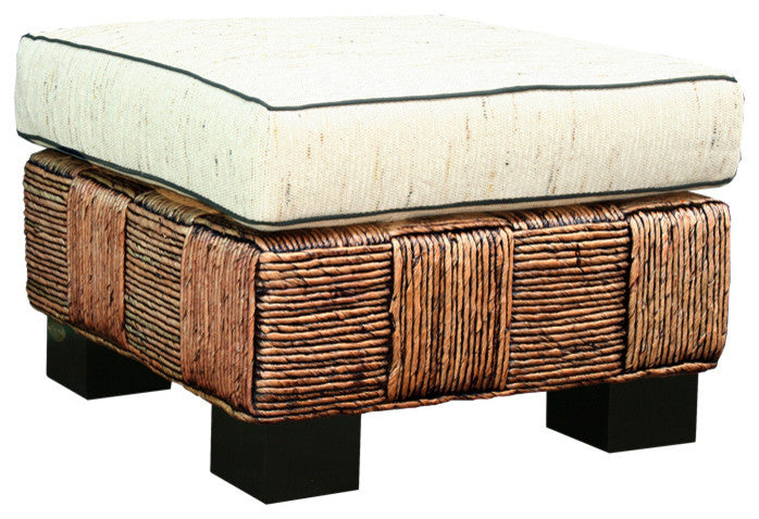 Water Hyacinth Rome Woven Ottoman with Cushion