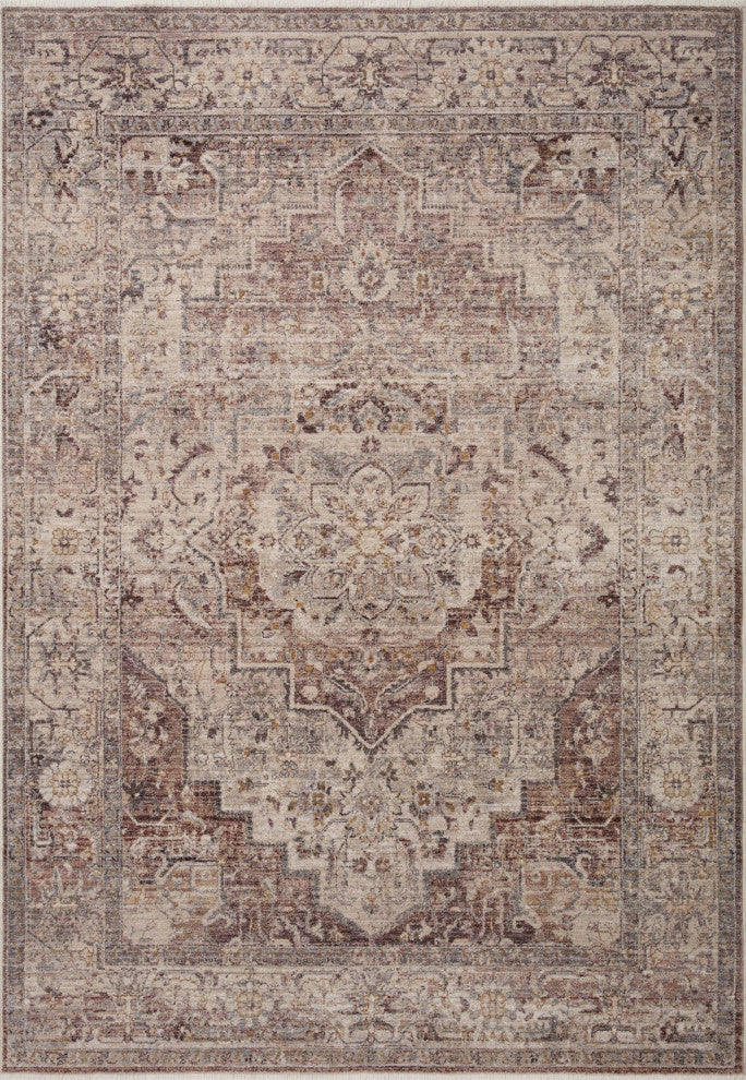 Loloi Lyra Area Rug, Berry / Stone, 2'-7" X 8'-0"