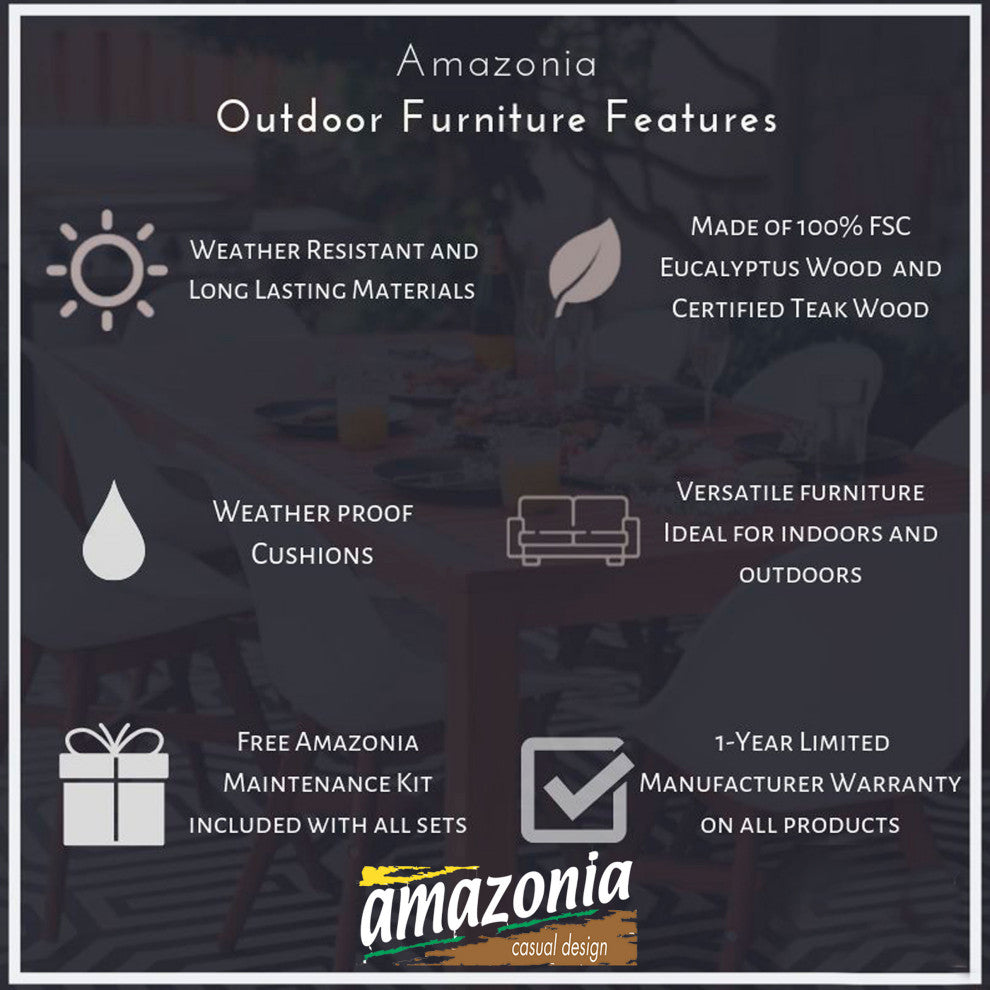 Amazonia Dubai 9-Piece Square Patio Dining Set | Certified Teak