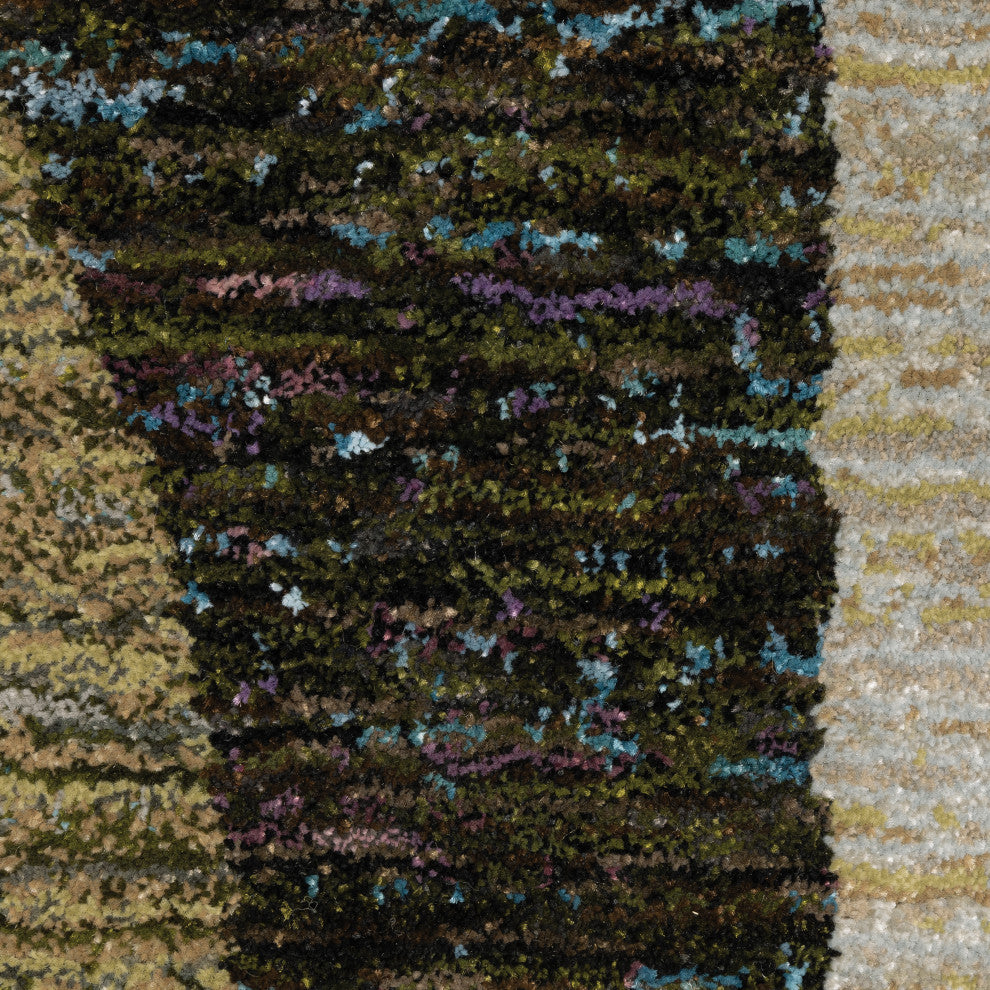 Sadie Geometric Power-Loomed Area Rug, Gold/Green, 5'3"x7'3"