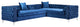 Jeannie 120" Velvet Corner Sectional Sofa, Navy, Right Facing
