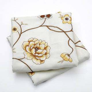 Spring Flower Embroidery 2 Piece Pillow Shell Set, Gold, 14" X 26"