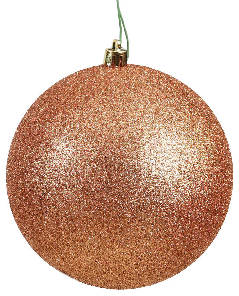 Vickerman 4" Rose Gold Glitter Ball Ornament, 6 per Bag