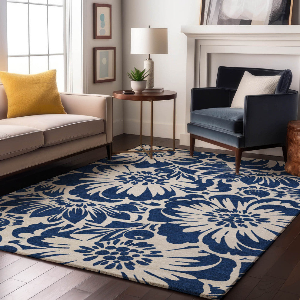 Premium Machine Washable Mayfield AMF551 Navy 2'6" x 3'10" Rug