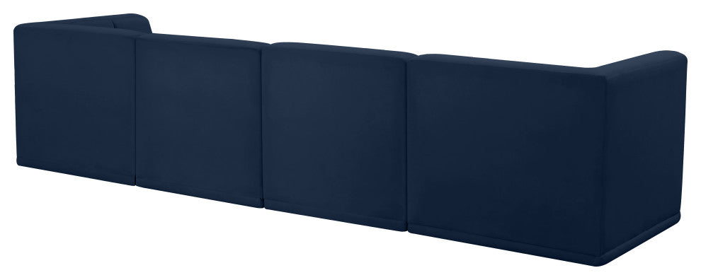 Relax Velvet Upholstered 4-Piece Modular Sofa, Navy