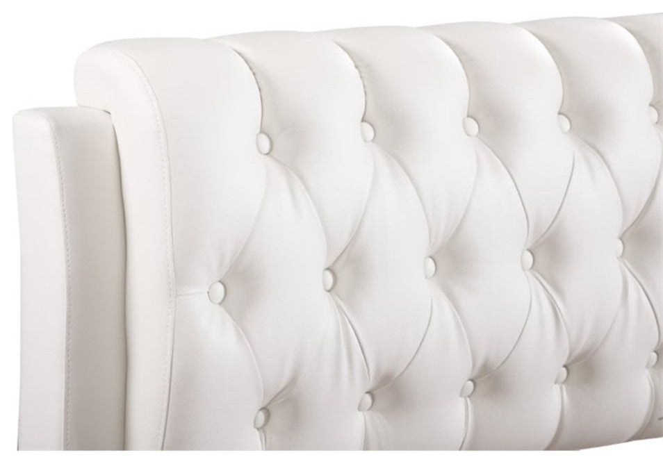 Maklaine Modern Faux Leather Upholstered Full Bed in White Finish