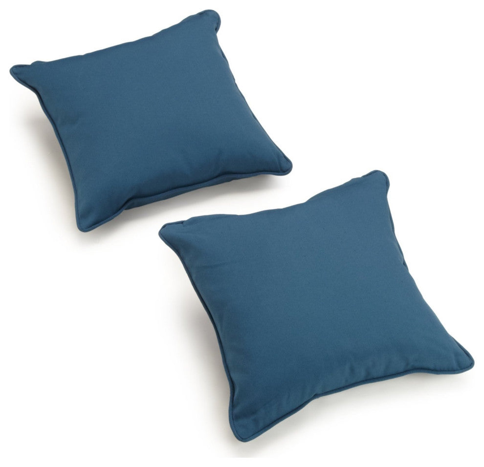 18" Double-Corded Solid Twill Square Throw Pillows, Set of 2, Indigo