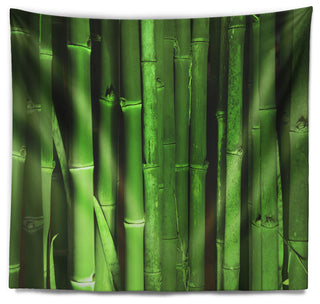 Green Bamboo Forest Floral Wall Tapestry, 92"x78"