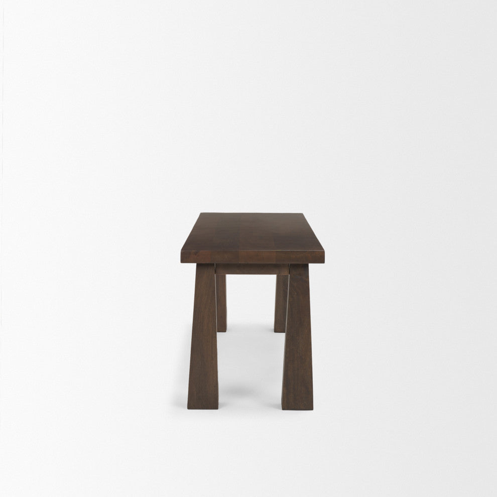 Wolcott Rectangular Dark Brown Solid Wood Bench