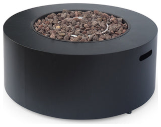 Hemmingway Outdoor Round Fire Pit With Tank Holder, Dark Gray Finish