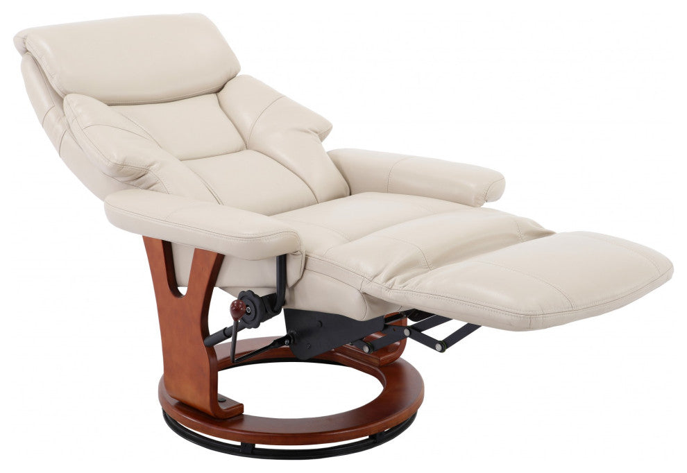 HomeRoots Ivory Faux Leather Swivel Adjustable Recliner Chair