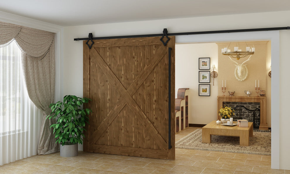 6000 Series Barn Door Hardware Kit, Brushed Steel, 8'