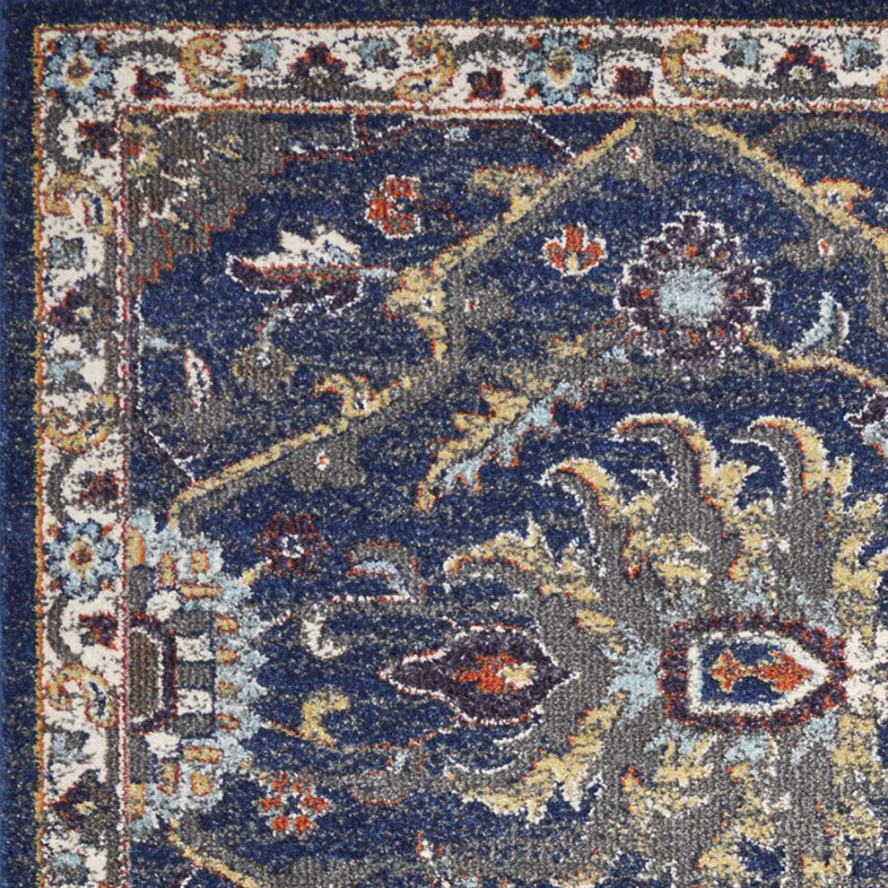 HomeRoots 5'x8' Royal Blue Machine Woven Traditional Indoor Area Rug