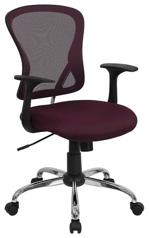 Mid-Back Mesh Swivel Task Chair with Chrome Base, Burgundy
