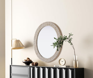 Home Living Oval Cornhusk Mirror 30x36, Linen White