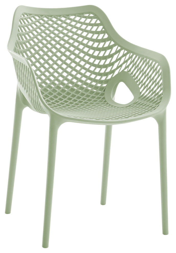 Mykonos Outdoor Patio Dining Chair (Set of 4), Mint, With Arms