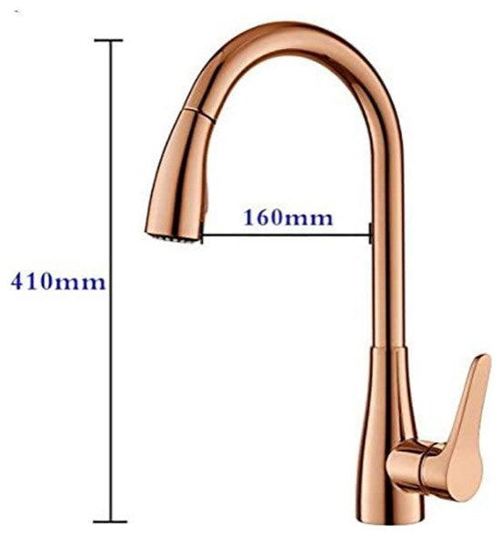 Verona Rose Gold Movable Pull Down Kitchen Sink Faucet