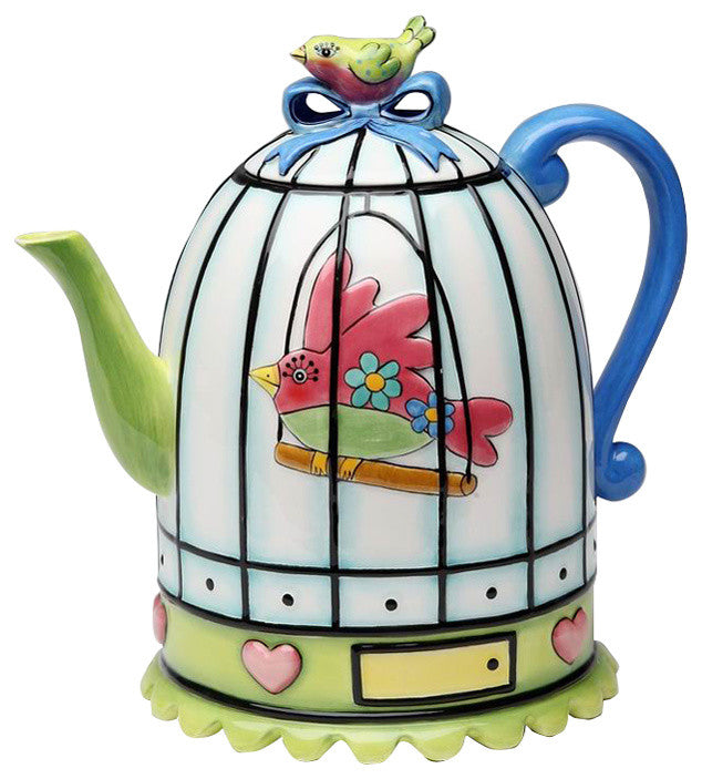 Blue Birdcage Teapot