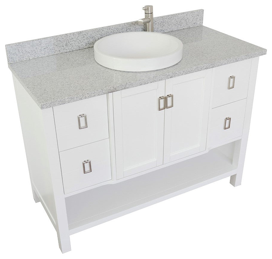 49" Single Vanity, White Finish With Gray Granite Top