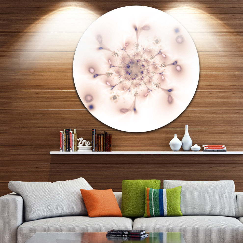 Pink Fractal Flower With Abstract Petals, Floral Disc Artwork, 36"
