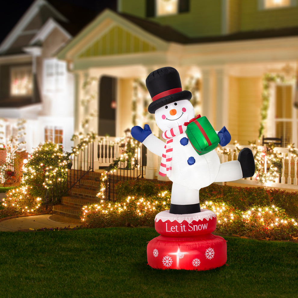 6FT Lighted Inflatable Rotating Snowman Decor