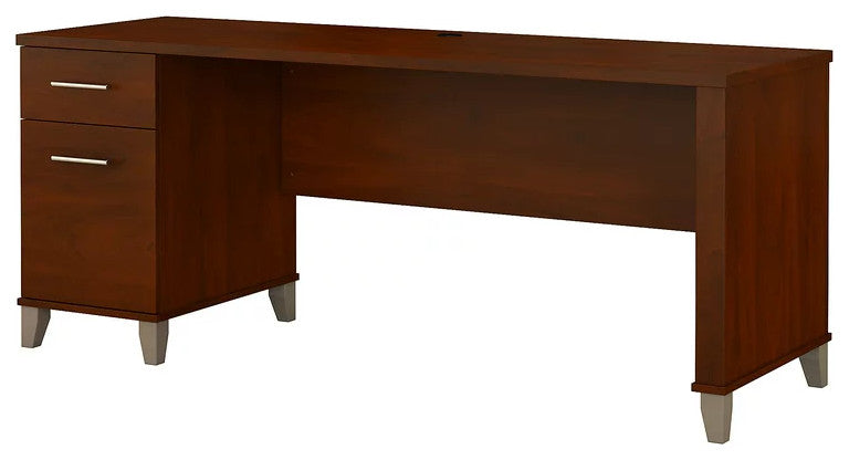 Transitional Desk, Large Design With Wire Management & 2 Drawers, Hansen Cherry