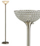 HOMEGLAM Lucie 71-inch Crystal Shade Torchiere Floor Lamp, Brushed Nickel