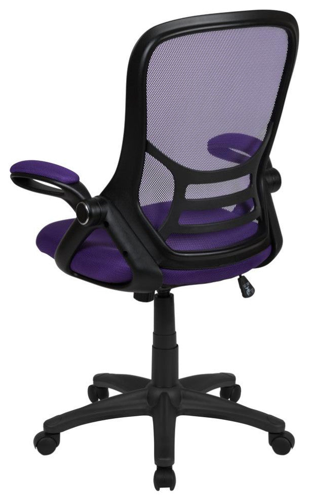 High Back Purple Mesh Ergonomic Swivel Office Chair with Black Frame and...
