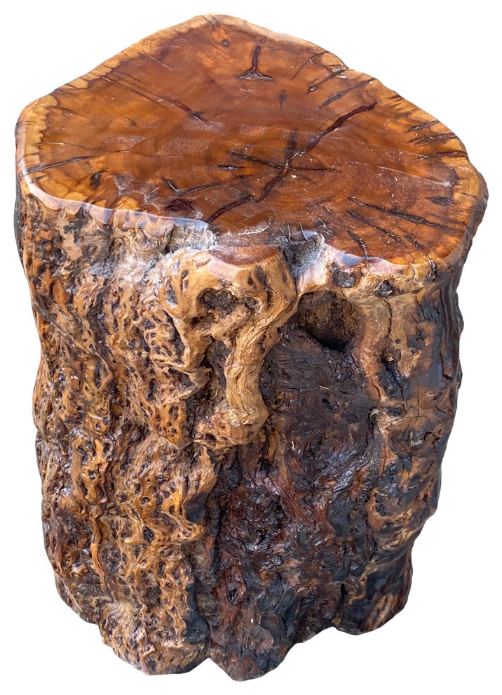 Raw Wood Rough Grain Finish Irregular Shape Short Stool Table Hcs7539