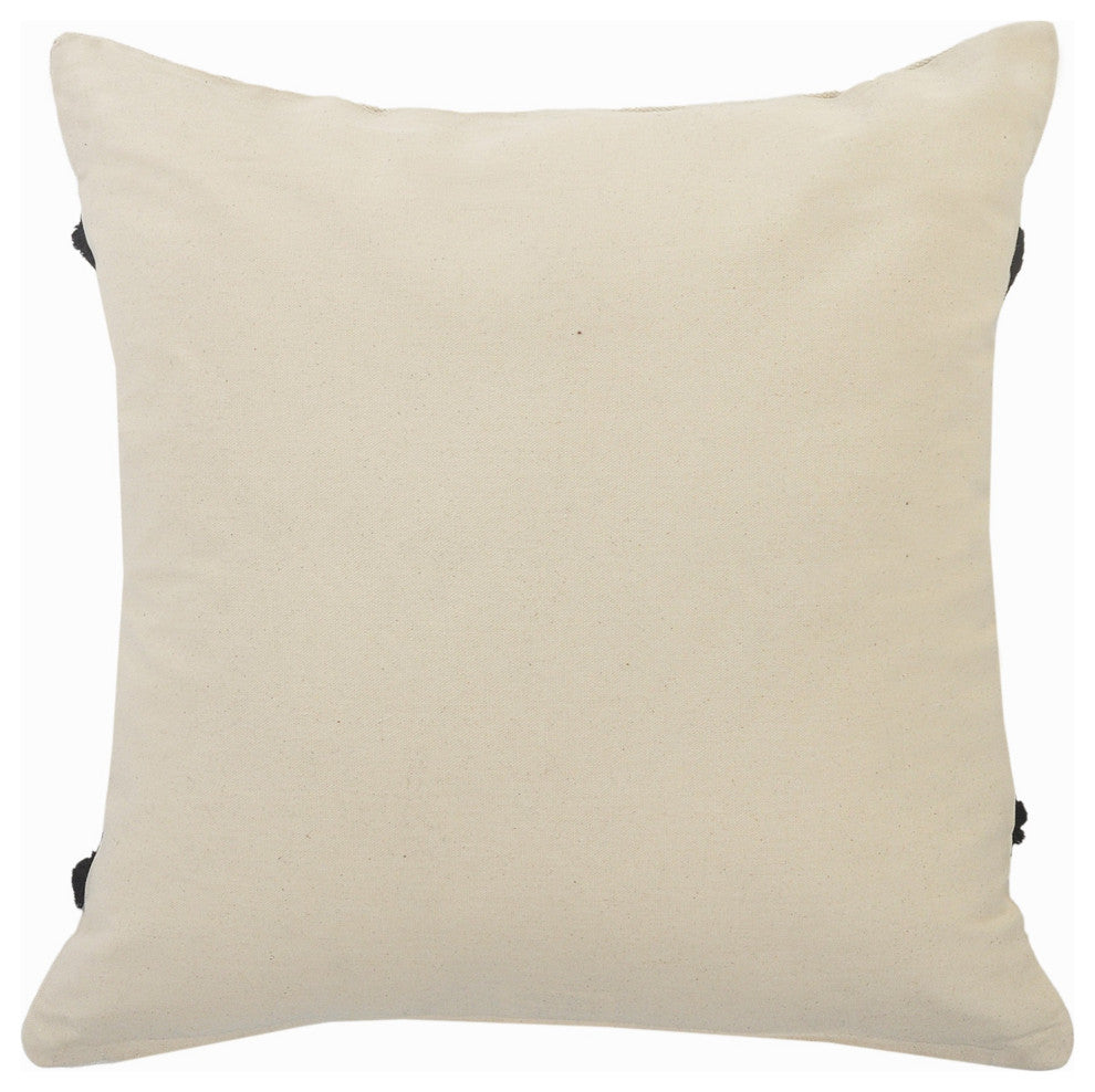 Black and Cream Tufted Geometric Diamond Throw Pillow