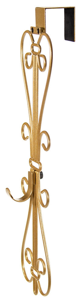 Adjustable Wreath Hanger for Door Elegant, Black, Gold