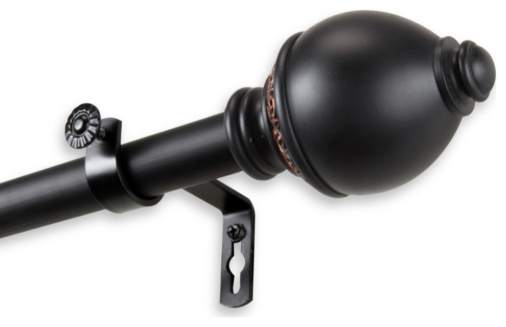 Anthea 1" Curtain Rod, Black, 160-240"